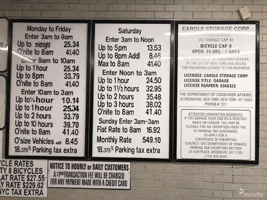 Complicated Parking Rates NYC