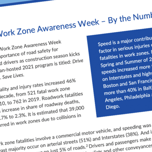 National Work Zone Awareness Week – By the Numbers
