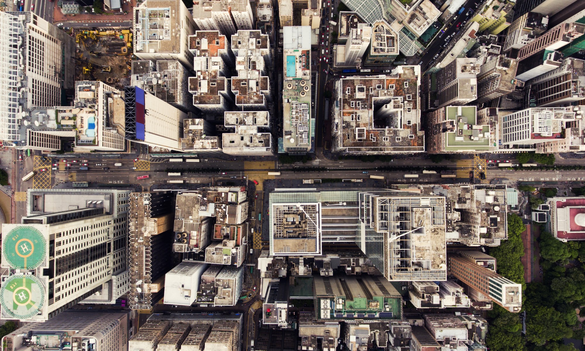 overhead view of a city