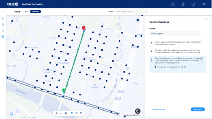 INRIX Signal Analytics Corridors Set Up Drawing